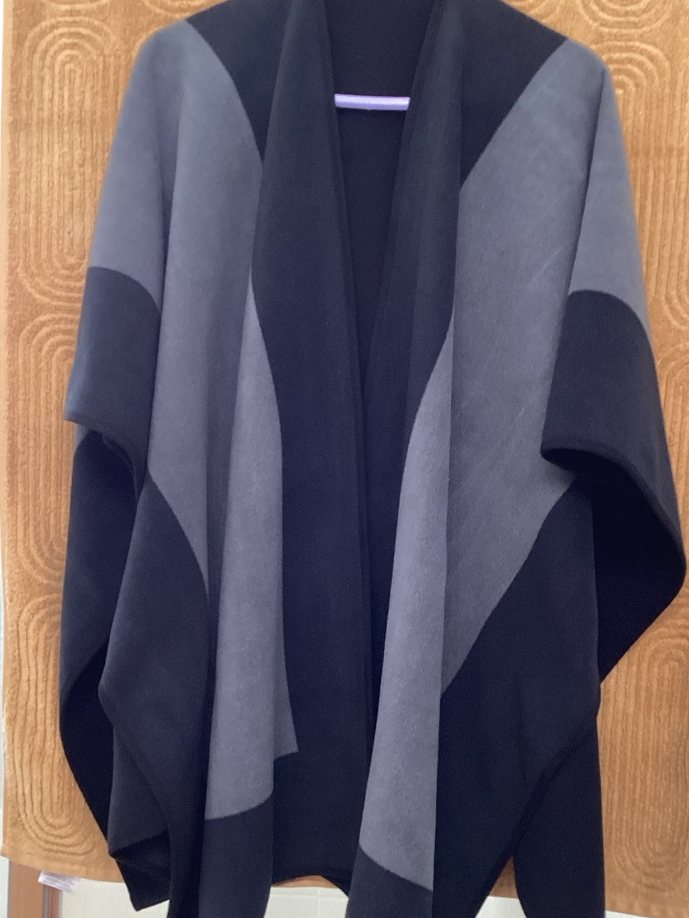Open-Front Black & Gray Colorblock Women's Coatigan